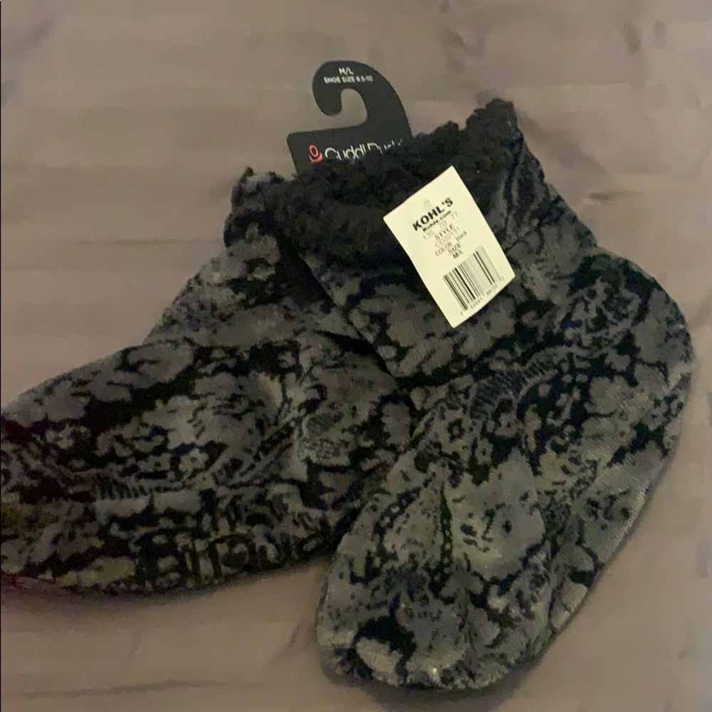 Black and grey slipper booties